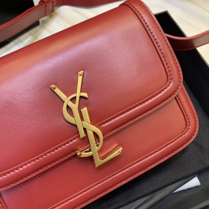 Saint Laurent Solferino Small Satchel in Box Leather Red