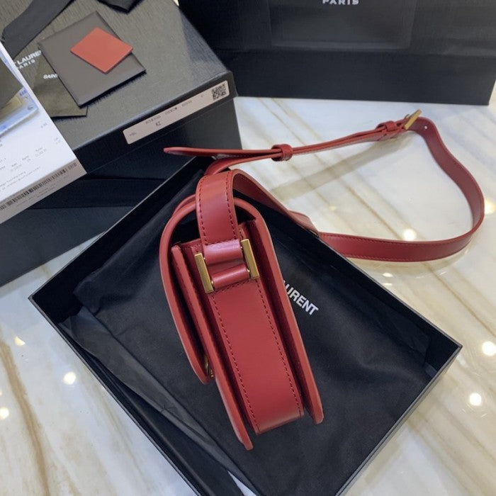 Saint Laurent Solferino Small Satchel in Box Leather Red