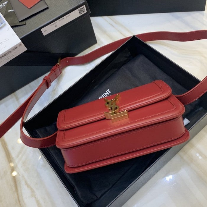 Saint Laurent Solferino Small Satchel in Box Leather Red