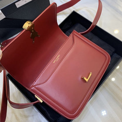 Saint Laurent Solferino Small Satchel in Box Leather Red