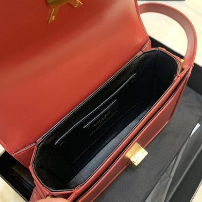 Saint Laurent Solferino Small Satchel in Box Leather Red