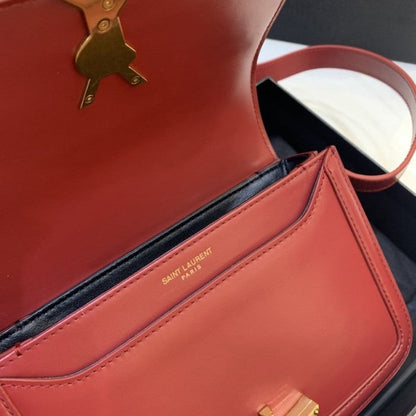 Saint Laurent Solferino Small Satchel in Box Leather Red