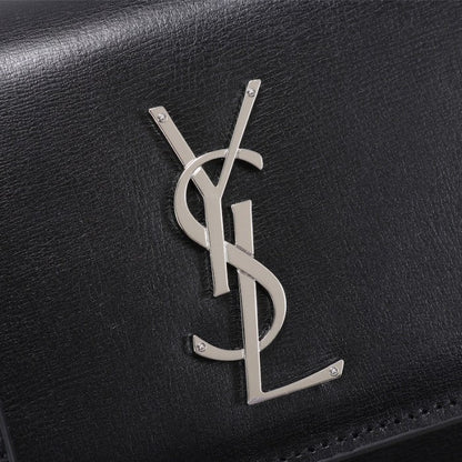 YSL Sunset Chain Leather Bag Black with Silver