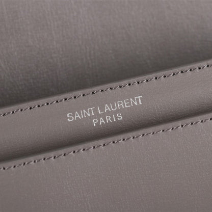 YSL Sunset Chain Leather Bag Grey with Silver