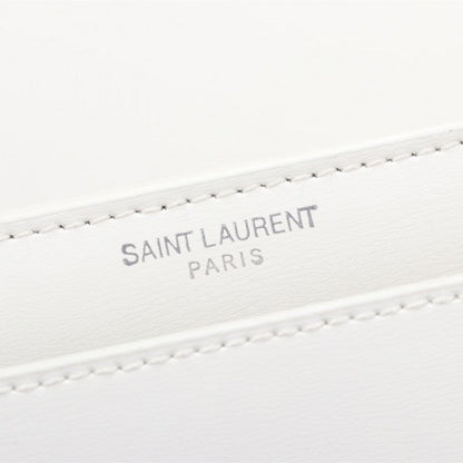 YSL Sunset Chain Leather Bag White with Silver